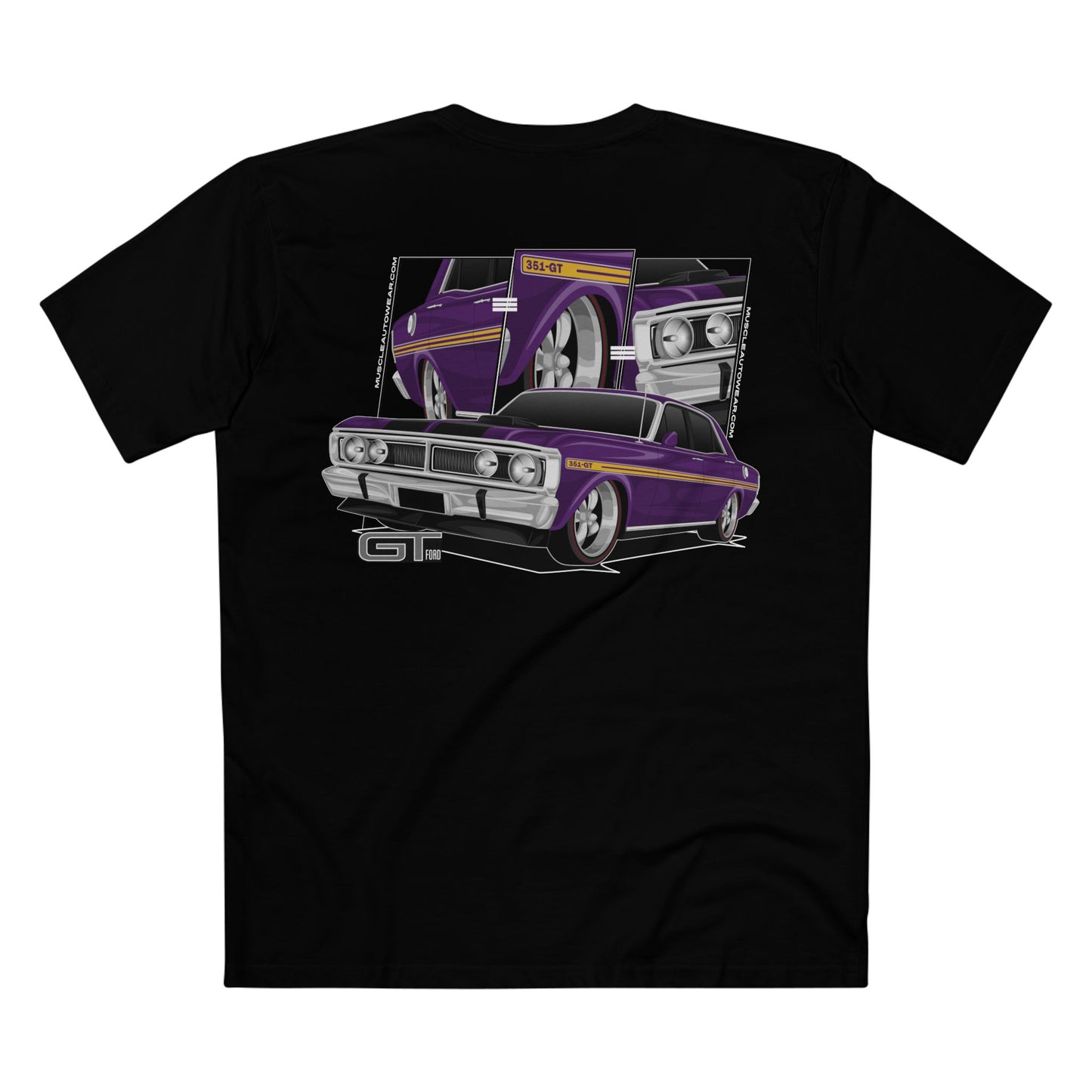FORD GT XY FALCON,PREMIUM T SHIRT, AS COLOUR, MUSCLE CAR PURPLE