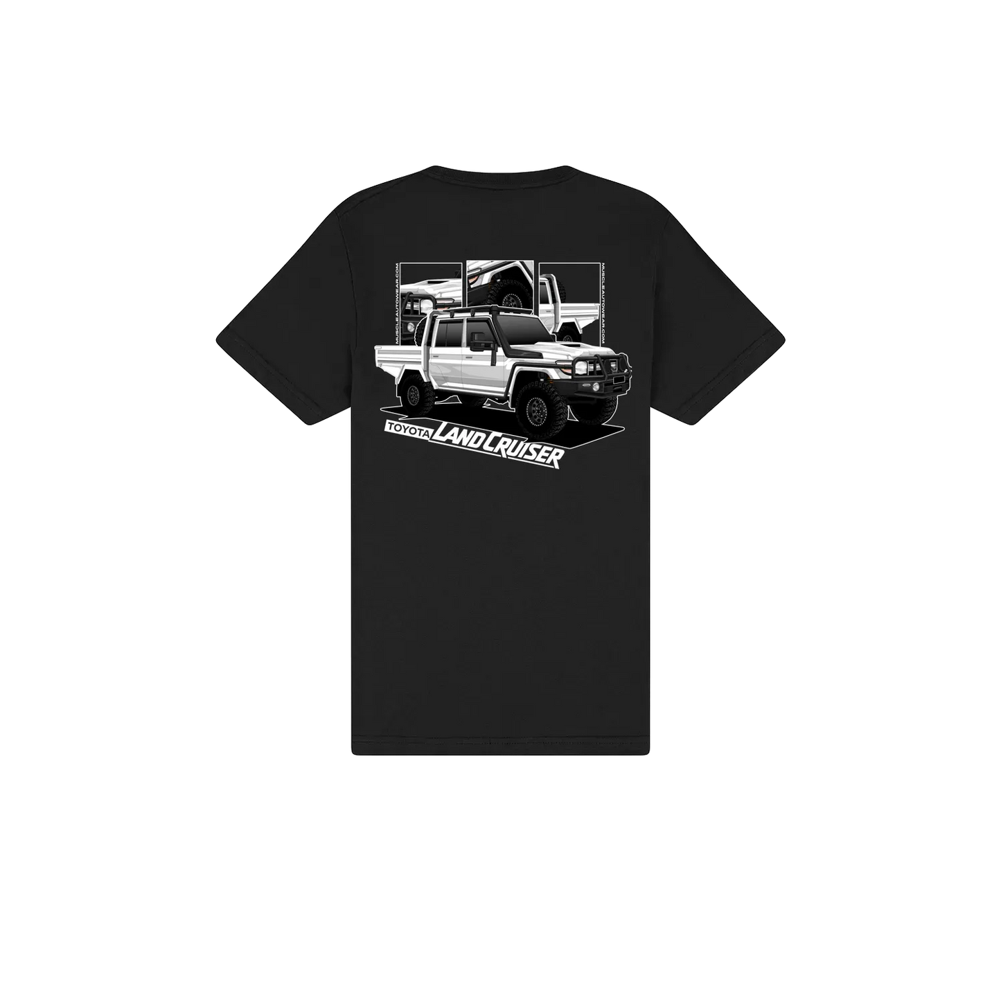 FRONT AND BACK PRINT, TOYOTA LANDCRUISER DUAL CAB,PREMIUM T SHIRT,AUSSIE 4X4