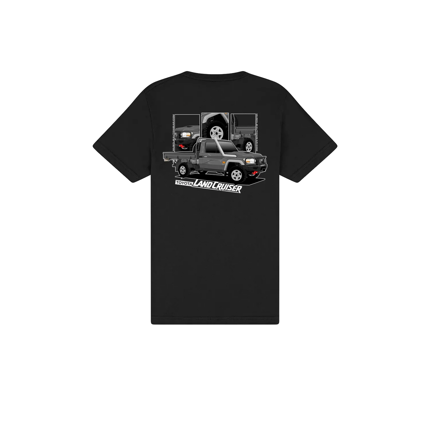 FRONT AND BACK PRINT, TOYOTA LANDCRUISER SINGLE CAB,PREMIUM T SHIRT,AUSSIE 4X4