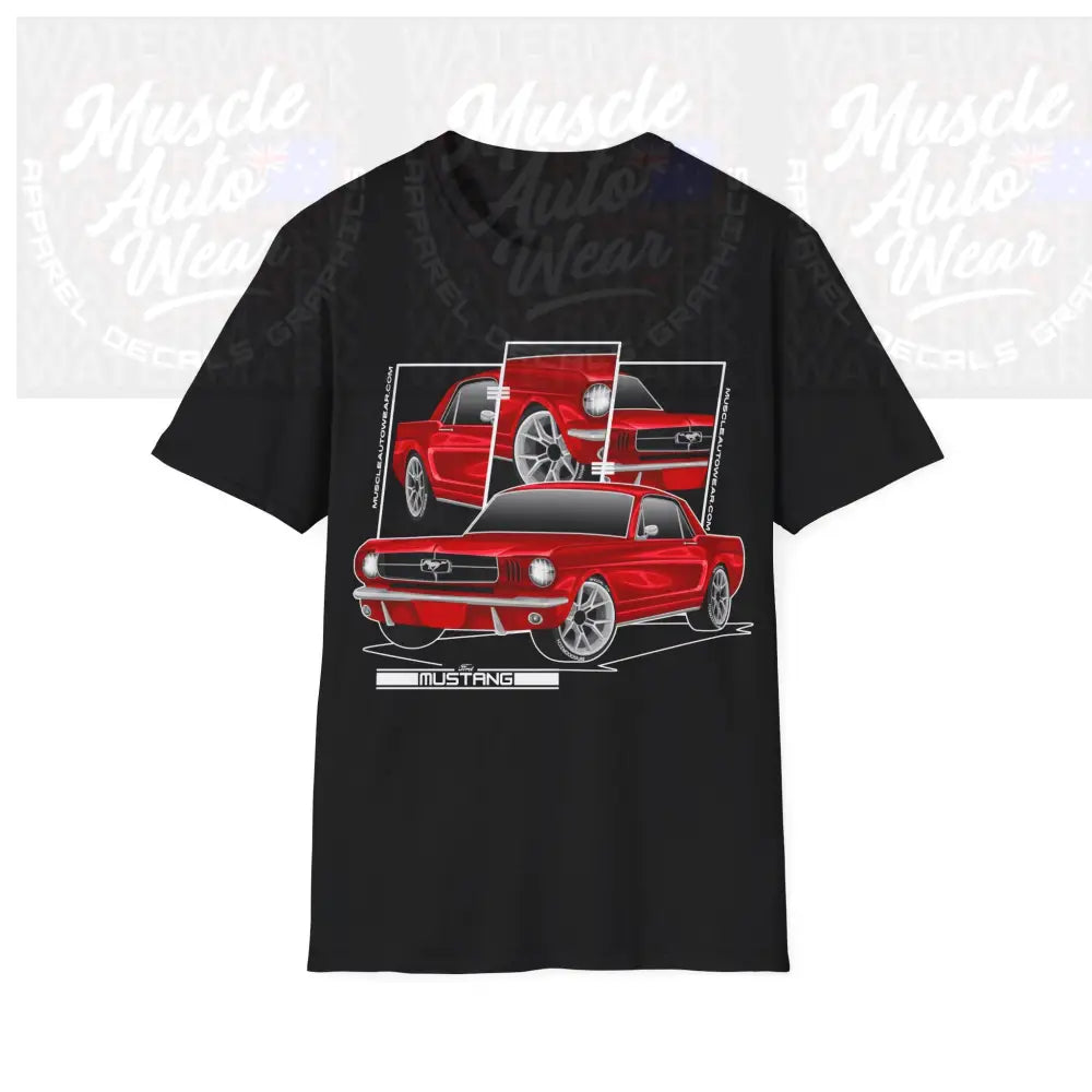 FORD MUSTANG MUSCLE CAR FRONT PRINT.AUSSIE MUSCLE CAR Black / S T Shirt