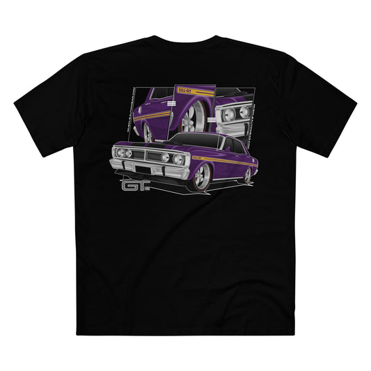 FORD GT XY FALCON,PREMIUM T SHIRT, AS COLOUR, MUSCLE CAR PURPLE