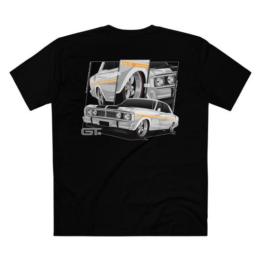 FORD GT XY FALCON,PREMIUM T SHIRT, AS COLOUR, MUSCLE CAR WHITE
