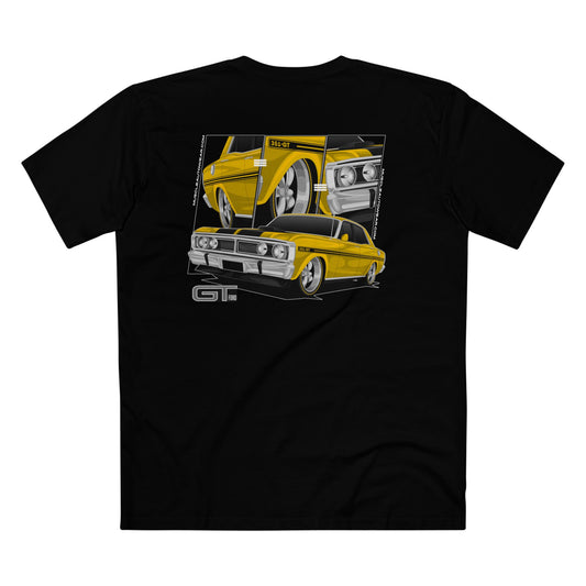 FORD GT XY FALCON,PREMIUM T SHIRT, AS COLOUR, MUSCLE CAR YELLOW