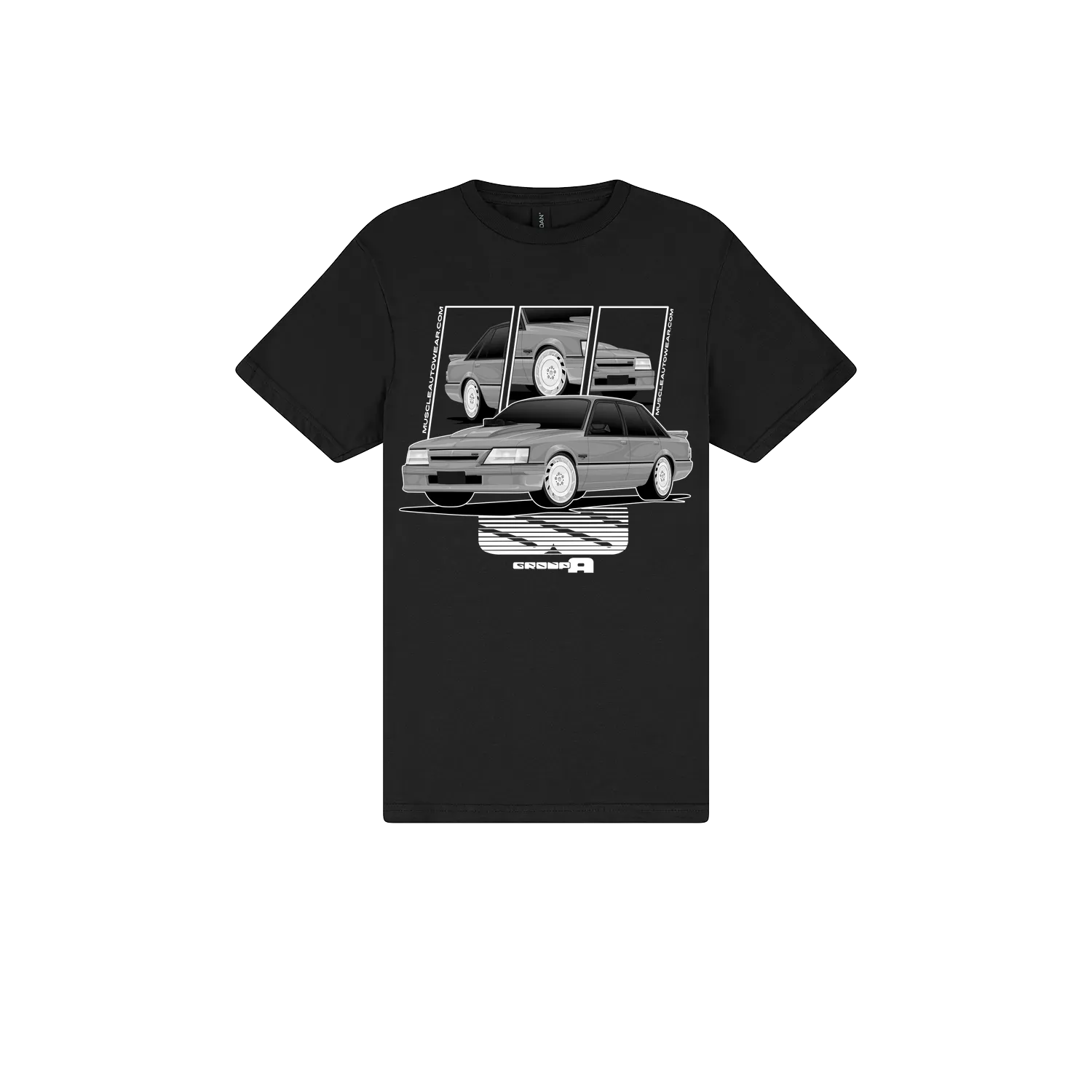 Black front flat lay