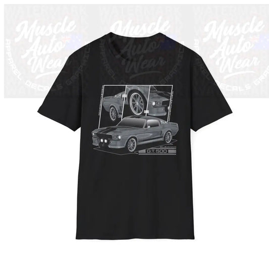 FORD GT500 ELEANOR MUSTANG MUSCLE CAR FRONT PRINT.AUSSIE MUSCLE CAR Black / S T Shirt