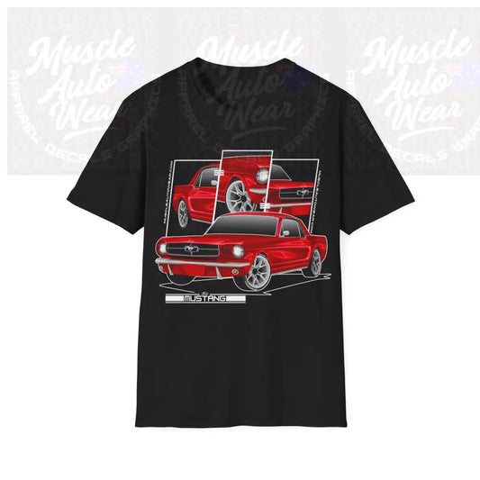 FORD MUSTANG MUSCLE CAR FRONT PRINT.AUSSIE MUSCLE CAR Black / S T Shirt