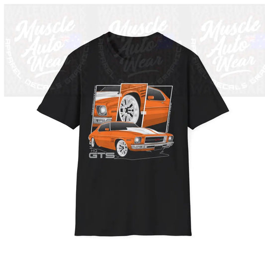 HOLDEN HQ GTS MONARO MUSCLE CAR FRONT PRINT.AUSSIE MUSCLE CAR Black / S T Shirt