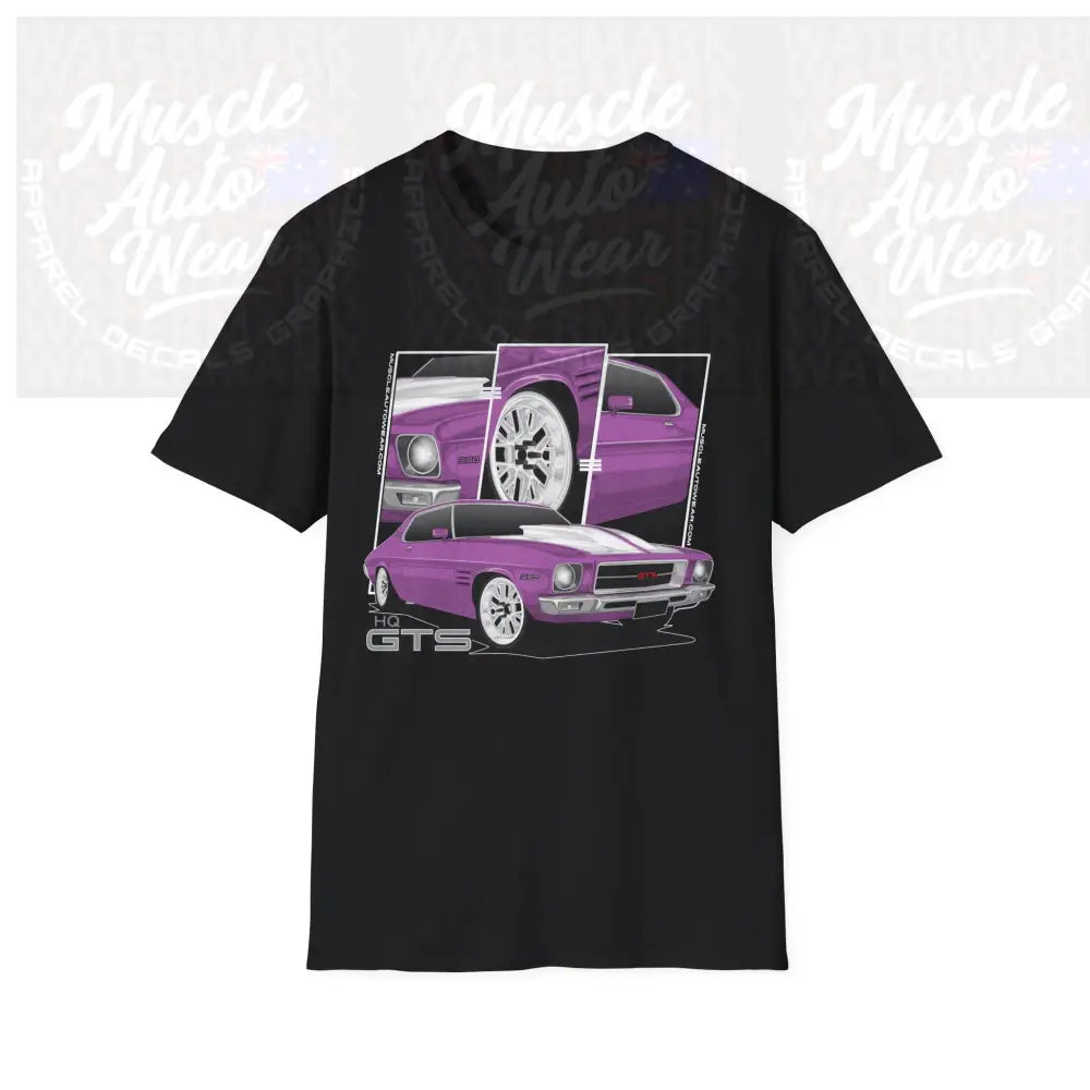 HQ GTS MONARO MUSCLE CAR FRONT PRINT.AUSSIE MUSCLE CAR Black / S T Shirt