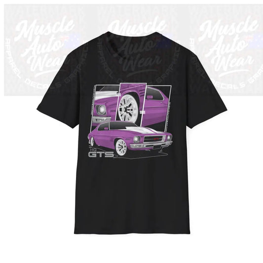HQ GTS MONARO MUSCLE CAR FRONT PRINT.AUSSIE MUSCLE CAR Black / S T Shirt