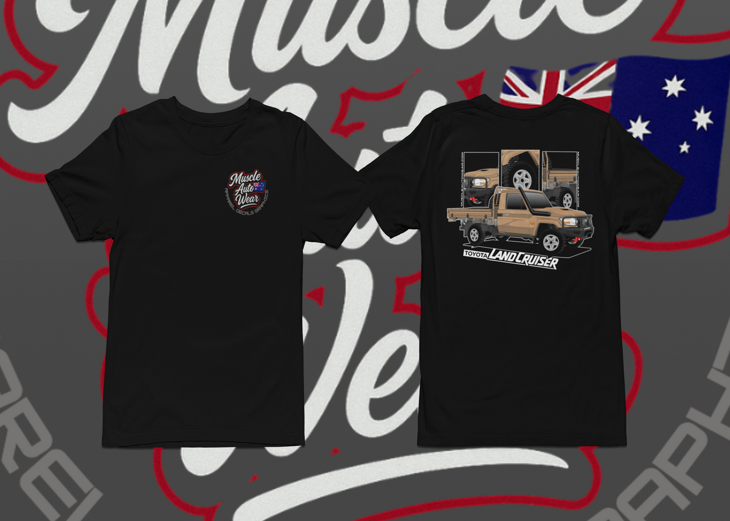 FRONT AND BACK PRINT, TOYOTA LANDCRUISER SINGLE CAB,PREMIUM T SHIRT,AUSSIE 4X4
