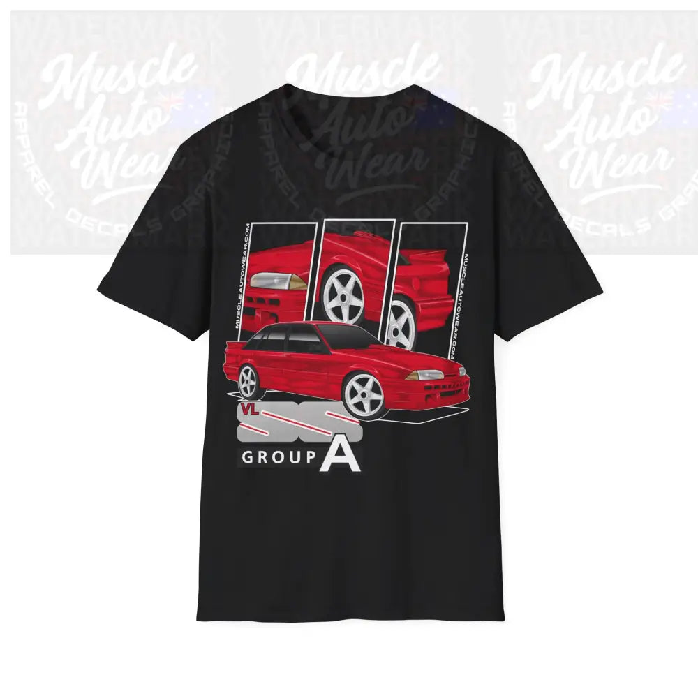 VL SS GROUP A COMMODORE MUSCLE CAR FRONT PRINT.AUSSIE MUSCLE CAR Black / S T Shirt