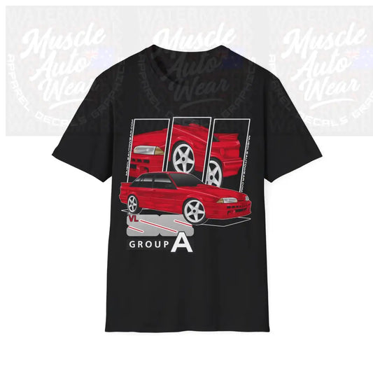 VL SS GROUP A COMMODORE MUSCLE CAR FRONT PRINT.AUSSIE MUSCLE CAR Black / S T Shirt